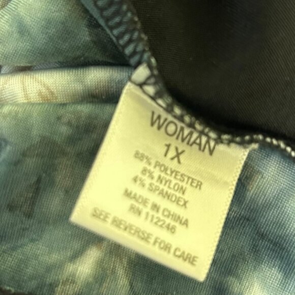 Dressbarn Attached Tank Cardigan Blue Burnout Floral Stretch Top Size 1X - Picture 5 of 5